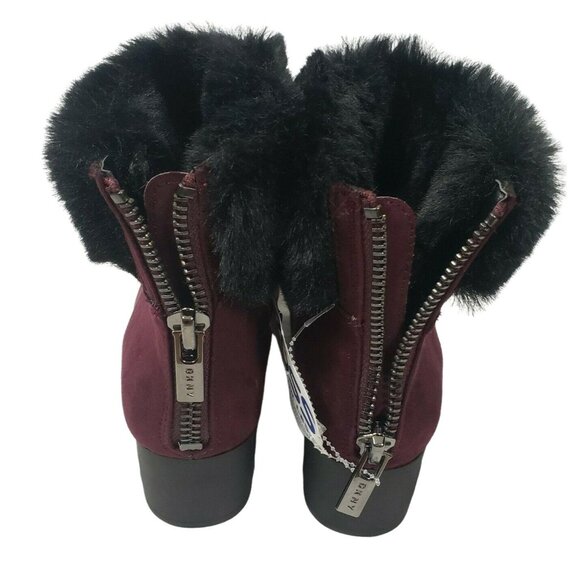 DKNY Boots Womens Abri Closed Toe Ankle Microsuede Red Oxblood Sz 6 NEW Defects - Picture 3 of 5